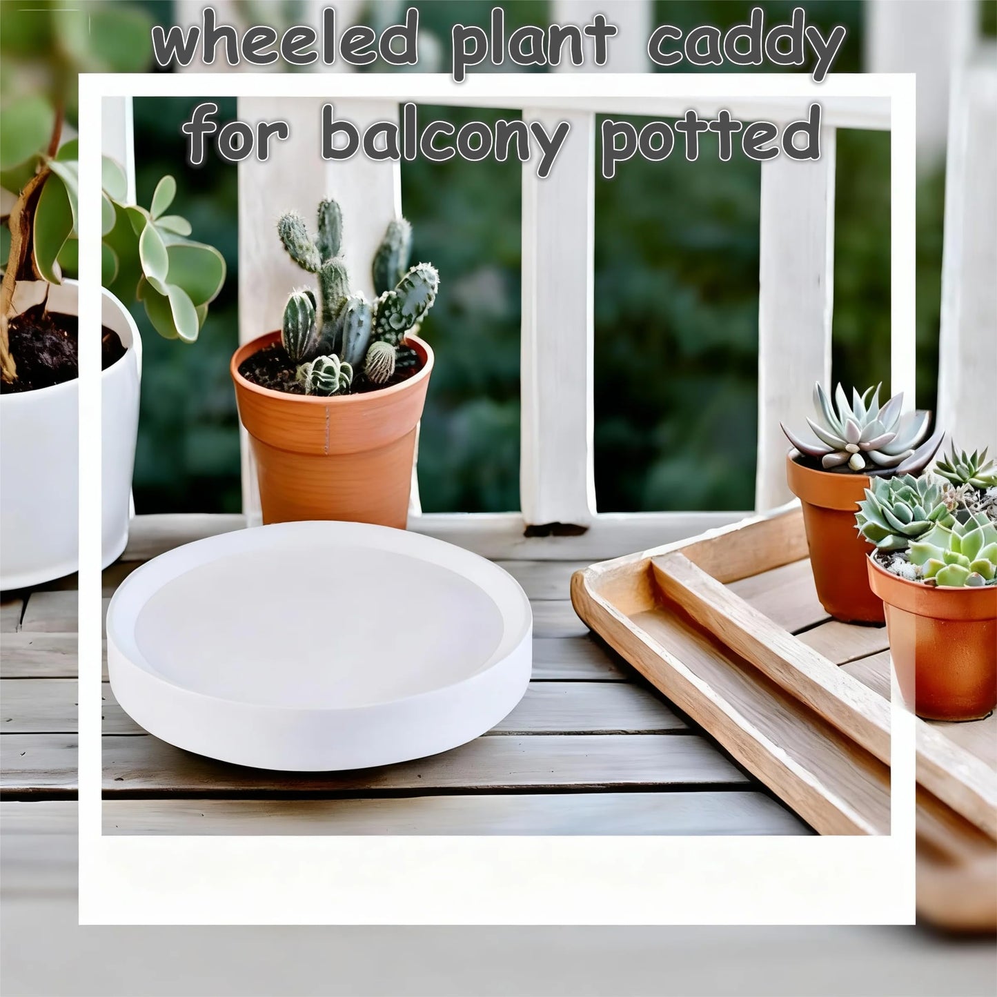 KangTeer 2-Pack 11.2 Inch Plant Caddy with Hidden Wheels, White Round Rolling Planter Saucer, Easy-Move for Flower Pot,Ornaments, Smart Home Devices(11.2inch)