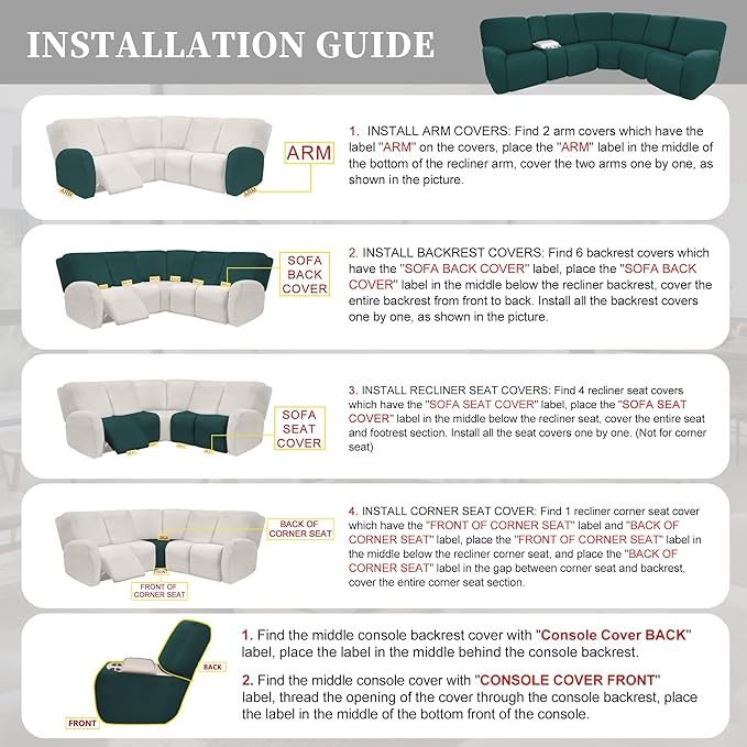 100% Waterproof Sectional Recliner Couch Covers