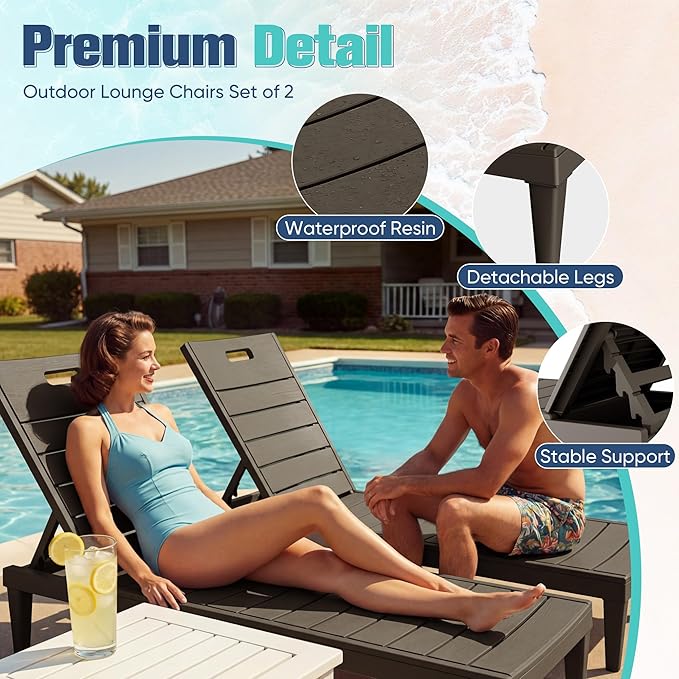Devoko Outdoor Chaise Lounge Chair Set of 2