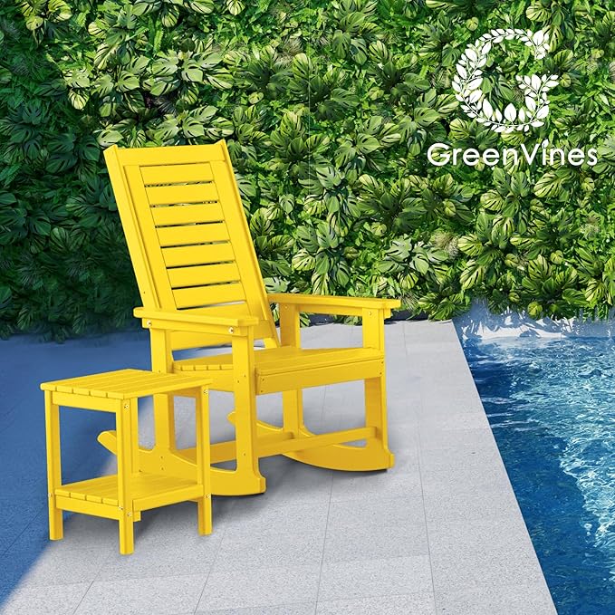 GREENVINES Outdoor Rocking Chairs | Set of 4 | Porch Rocker | HDPE Plastic |