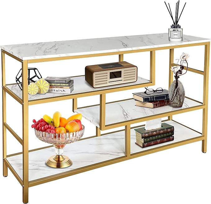 AT-VALY Console Table 4-Tier Storage Shelves Entryway Table Hallway Tables