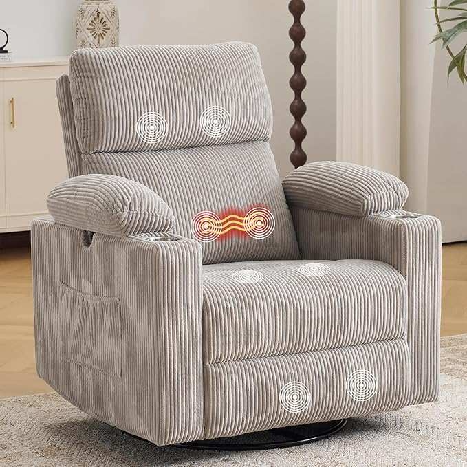 Rocking Chair Nursery with Adjustable Armrests, Electric Glider Recliner
