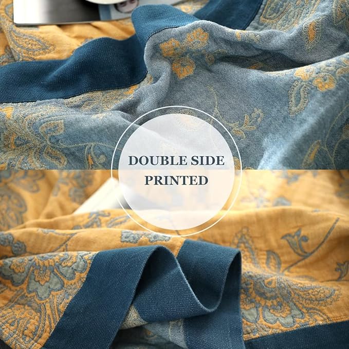 LUTBM Boho Throw Blanket for Bed 100% Cotton Ultra Soft Rustic Quilt Summer
