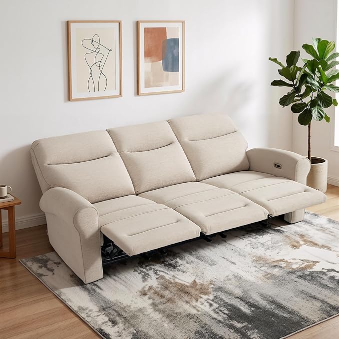 MCombo 87.8" Wall Hugger Power Reclining Sofa, 3-Seat Triple Recliner Couch