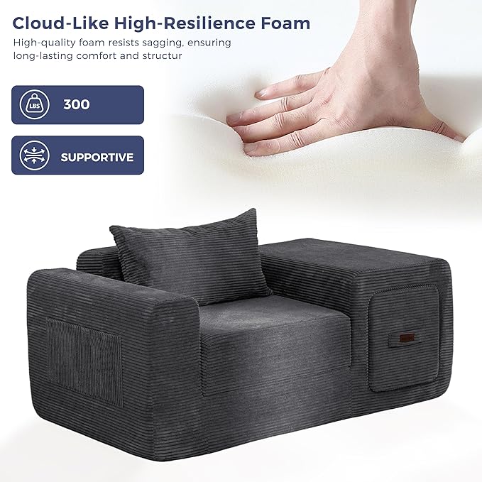 MAXYOYO Folding Sofa Couch, Convertible Floor Sofa