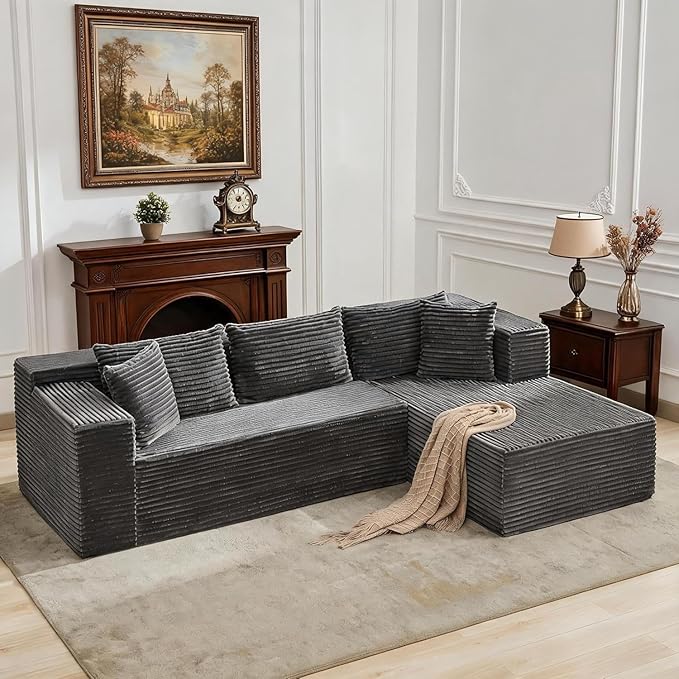 Hetoy Oversized L Shape Modular Sofa, Soft Modular Sectional Couch