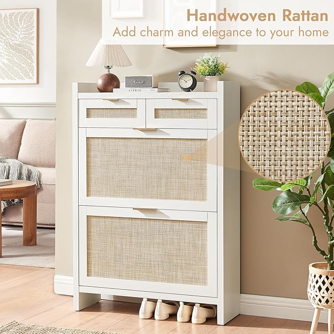 HOKYHOKY Rattan Shoe Storage Cabinet