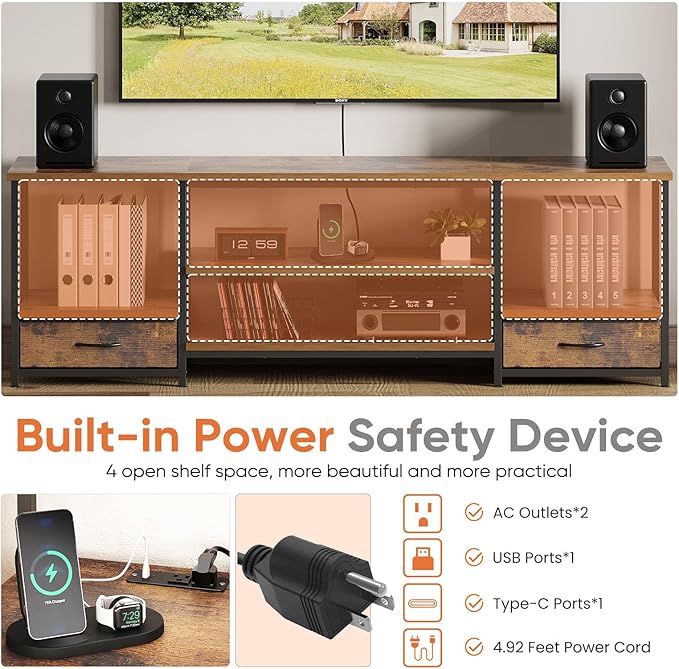 DUMOS 63 inch TV Stand, Entertainment Center