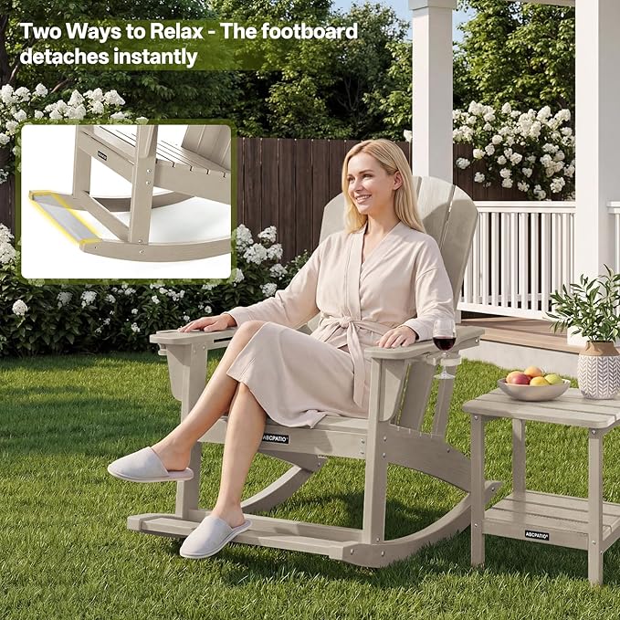 Outdoor Oversized Adirondack Rocking Chairs, All Weather HDPE Patio Rocking