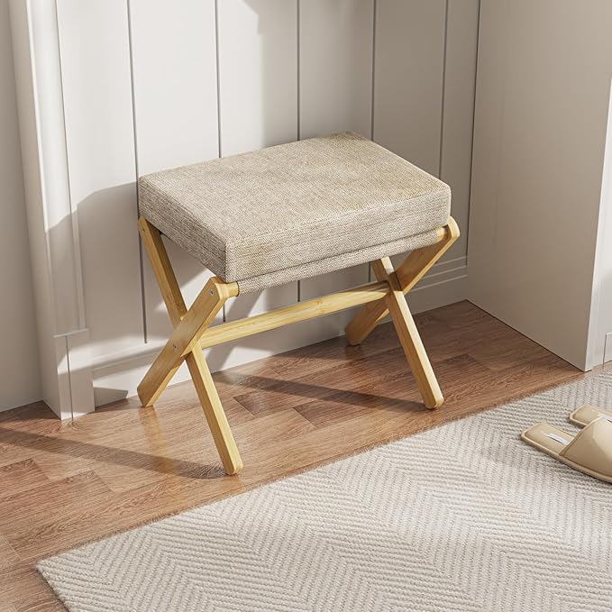 BAMBOOHOMIE Foldable Foot Stool Ottoman, Modern Foot Rest