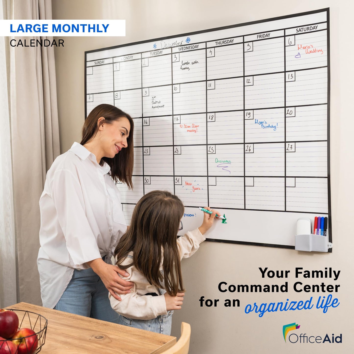 Large Dry Erase Calendar for Wall 36x48, Big Classroom Giant Month, Undated Reusable Family Monthly, Rolled Whiteboard White Board, Calendar Dry Erase Planner for Wall Erasable Large Office 48x36