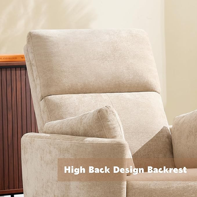 Manual Recliner 360°Swivel Glider Rocking Chair, Upholstered Nursery Adult