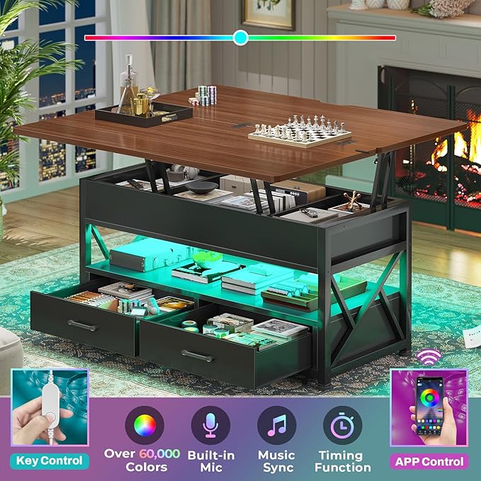 Itaar 40" Lift Top Coffee Table, 4 in 1 White Coffee Tables