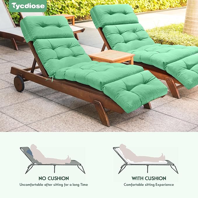 Outdoor Chaise Lounge Chair Cushion Waterproof 74.4 x 22 x 4.7 Inches Memory