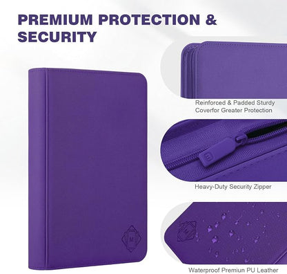 Trading Card Binder with 9 Side Loading Pocket Card Album Hold Up to 540 Cards PU Card Collection Binder, Collectible Albums Card Folder for MTG, TCG, Sports Cards（9-Purple）