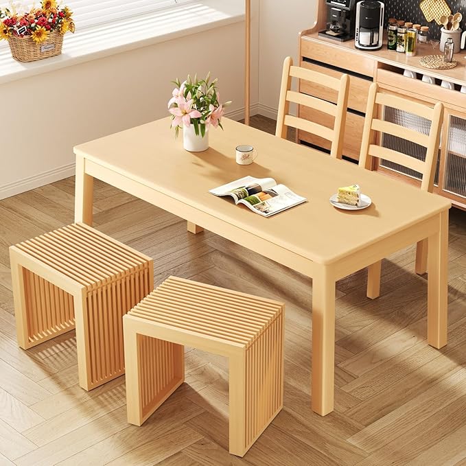 Small Bamboo Dining Bench, 17inch Farmhouse Decor Indoor Kitchen Table Bench