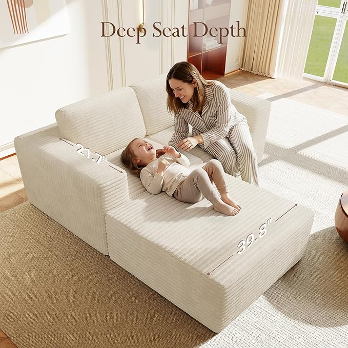 Vesgantti 80" Modular Sectional Sofa, Corduroy Cloud Couch