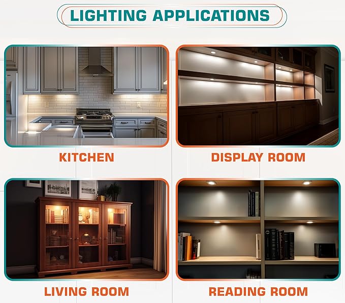 Under Counter Lights, Curio Cabinet LED Puck Lighting, 110V Wall Plugged in