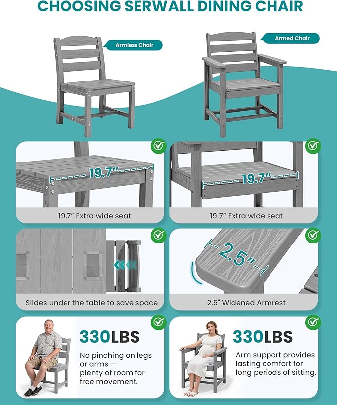 SERWALL Outdoor Dining Sets for 8, Outdoor Dining Sets for 8 Person