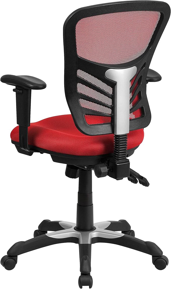 Flash Furniture Nicholas Mid-Back Red Mesh Multifunction Executive Swivel