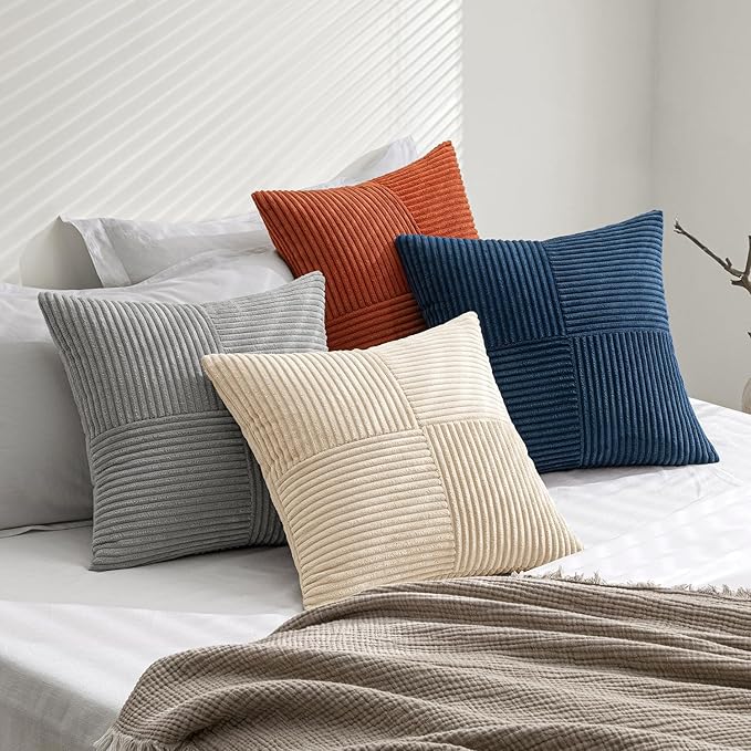 MIULEE Blue Rust Throw Pillow Covers 18x18 Inch Set of 4 Boho Farmhouse Cushion