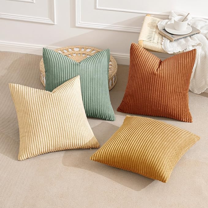 MIULEE Boho Farmhouse Throw Pillow Covers 18x18 Inch Set of 4 Summer Modern