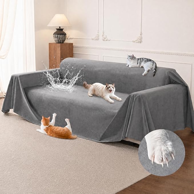LOllON Velvet Couch Cover for Cats Dogs Kids