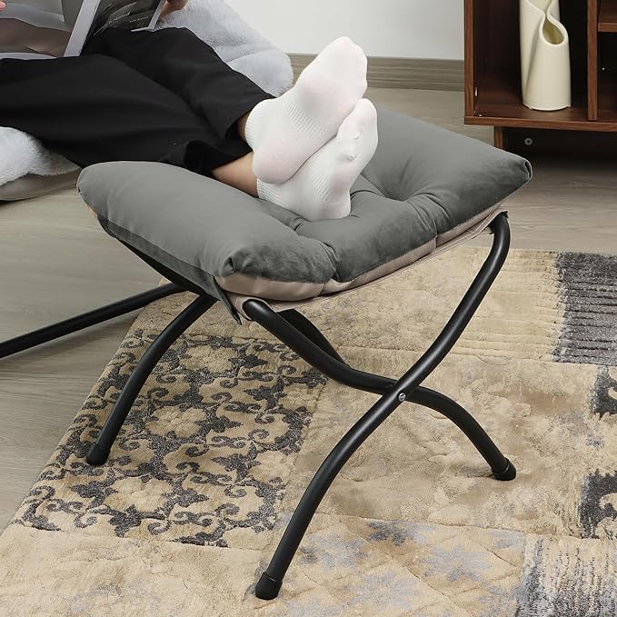 15" Folding Ottoman, Foldable Footrest Stool, Portable Small Foot Stool