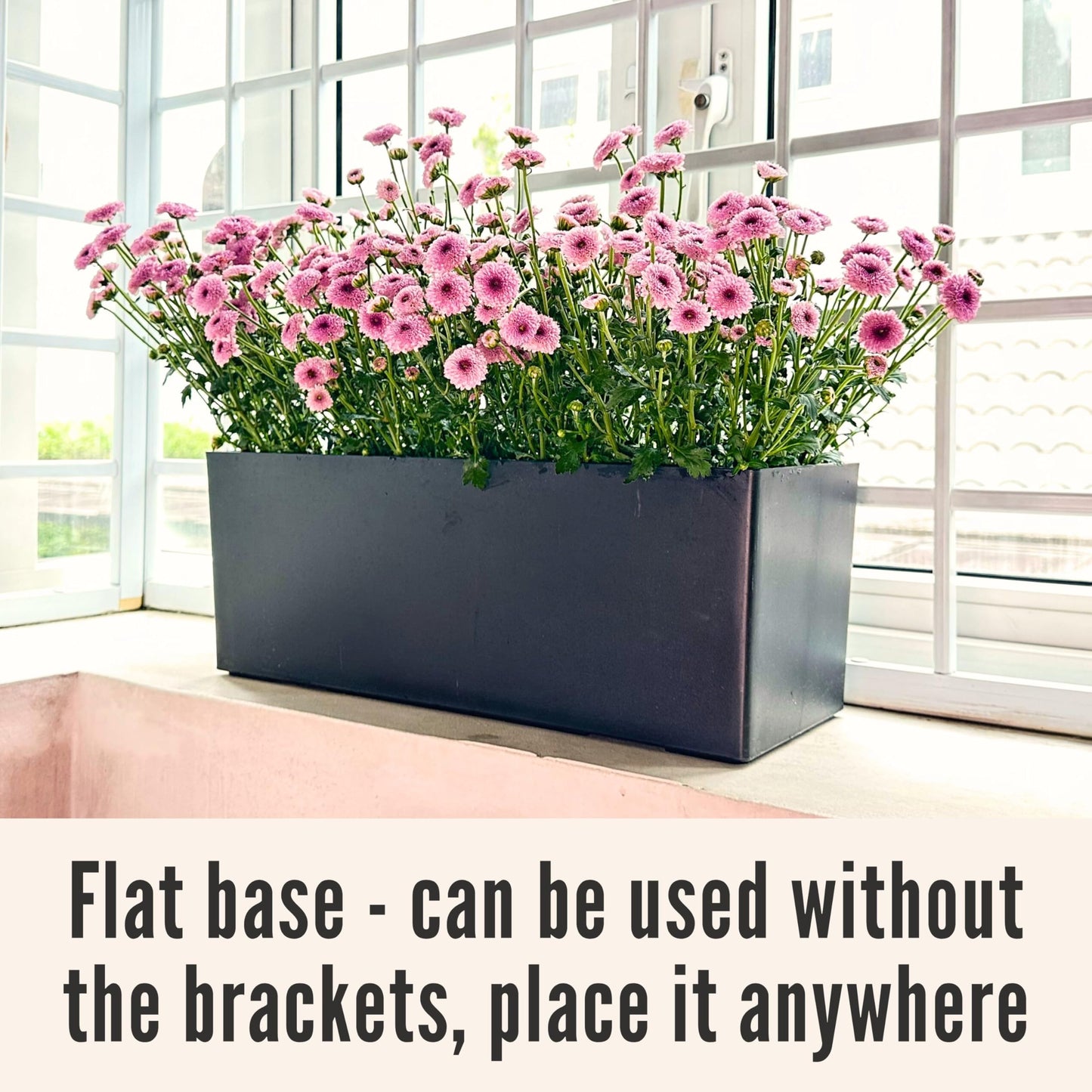 LaLaGreen Wall Hanging Planter Outdoor (4 Pack, 20 Inch) Wall Mounted Self Watering System Window Boxes with Bracket, Black Rectangular Plant Pot Flower Box Container Indoor Modern Herb Kitchen Decor