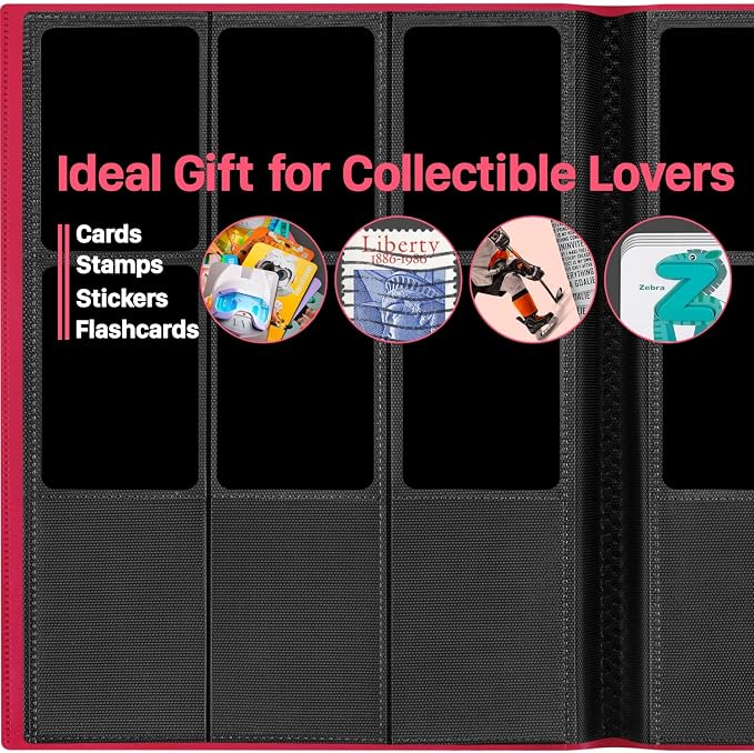 【2026】Trading Card Binder 9 Pocket, Premium Sports Collection Binder Game Cards Book with Sleeves Side Loading, Anti-open Strap Double Sided Waterproof 360 Card Folder