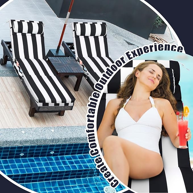 Wenqik 2 Pcs Outdoor Chaise Lounge Cushion