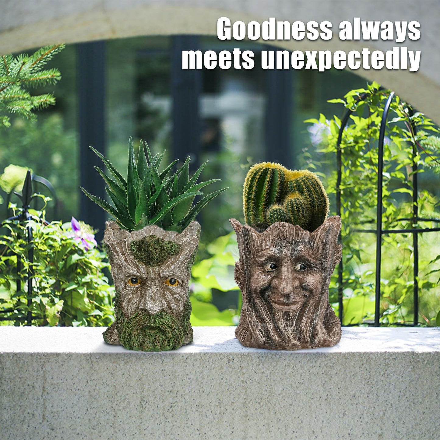 vomiceak Face Planter with Funny Smile - Unique Head Planters for Indoor Outdoor Plants with Drainage Hole, Cute Plant Pots for Succulents, Creative Flower Pots as Gifts for Women and Men (Brown Man)