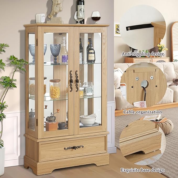 Lighted Glass Curio Display Cabinet
