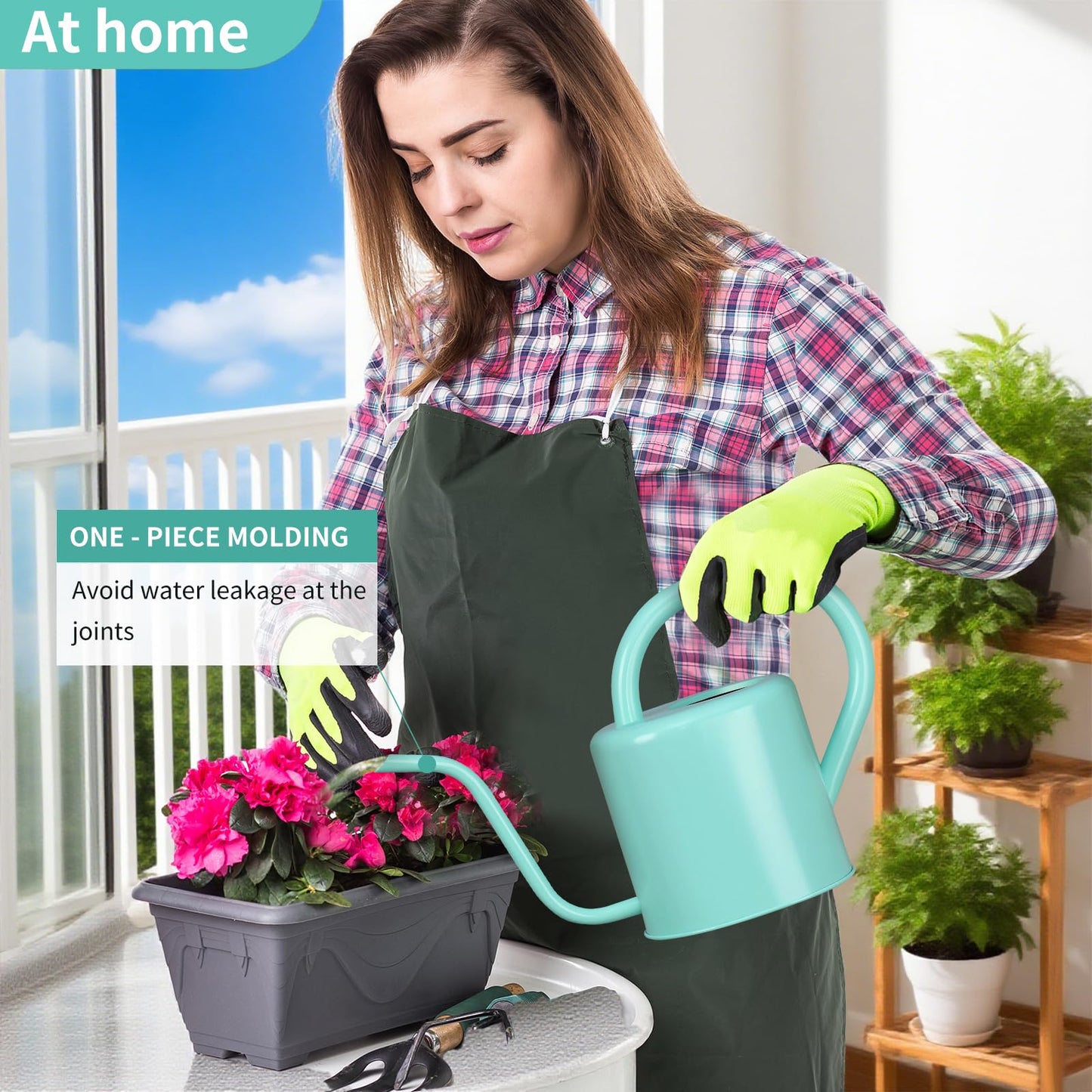 Watering Can, Stainless Steel Watering Can for Indoor & Outdoor Plants, 1L/35oz Long Spout Water Can with Handle, Rust-Proof Plant Watering Pot for House Plants, Garden Flowers