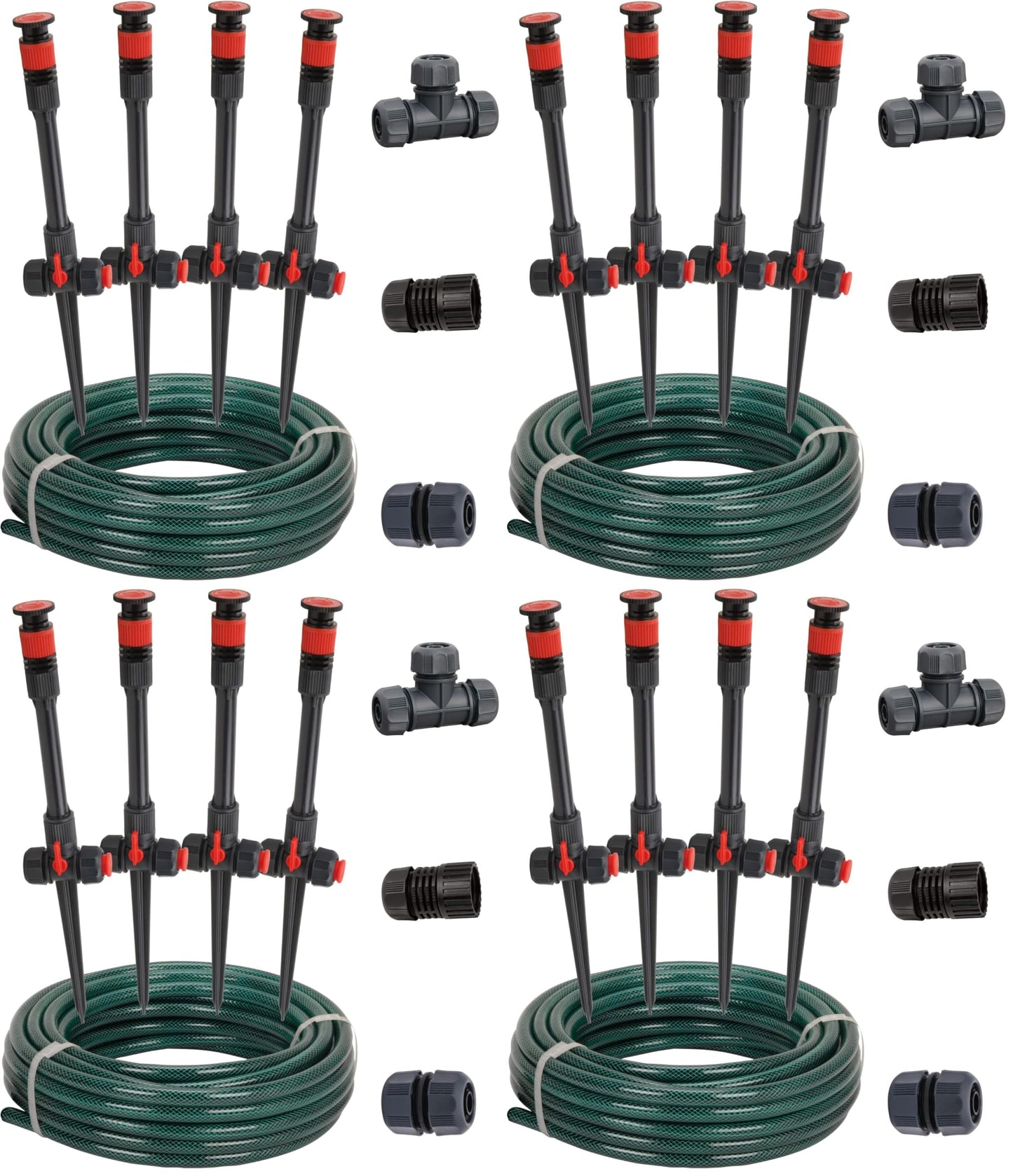 Eden 98063 Multi-Adjustable Flex Design Above Ground Irrigation Garden Sprinkler System,Sprinkler & Hose,DIY Plant Watering Set,(Pack of 4)