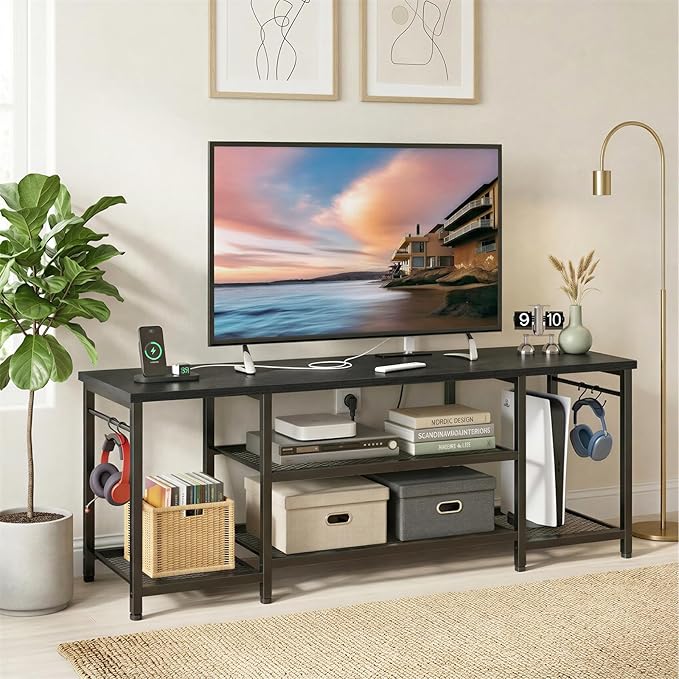 YGEOMER TV Stand for Up to 65 Inch TVs, Entertainment Center