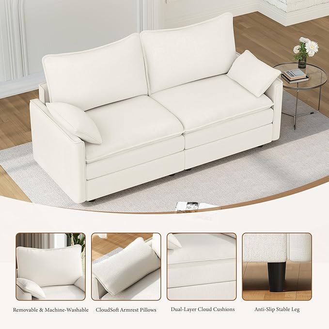 Vesgantti 74" Loveseat Sofa for Living Room, Comfy Cloud Couch Deep Seat