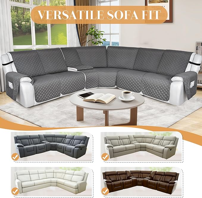 HDCAXKJ 100% Waterproof Reclining Sectional Couch Covers L Shape Recliner Sofa