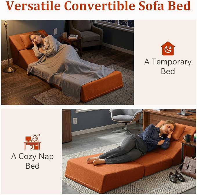 Fold Out Chair Bed, Folding Sofa Bed, 3 in 1 Convertible Sleeper Chair Bed