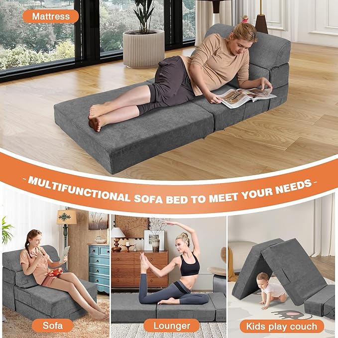 Foldable Sofa Bed for Adults Comfy Folding Sofa Bed, Convertible Sleeper Sofa