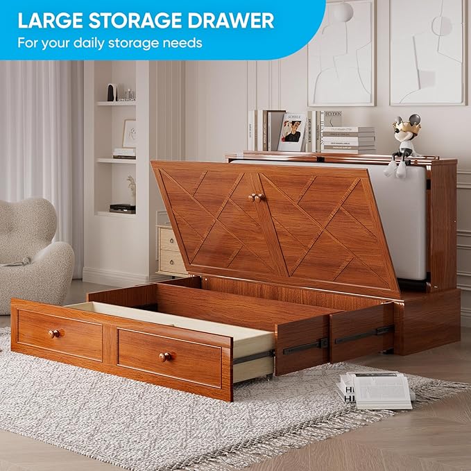Mjkone Murphy Bed Queen, Cabinet Murphy Bed