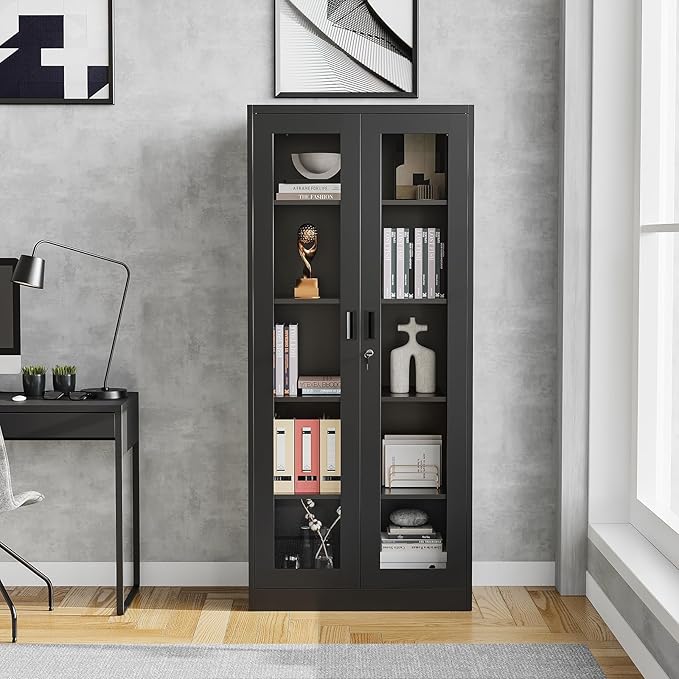 Display Cabinet with Glass Doors, Display Case Cabinet