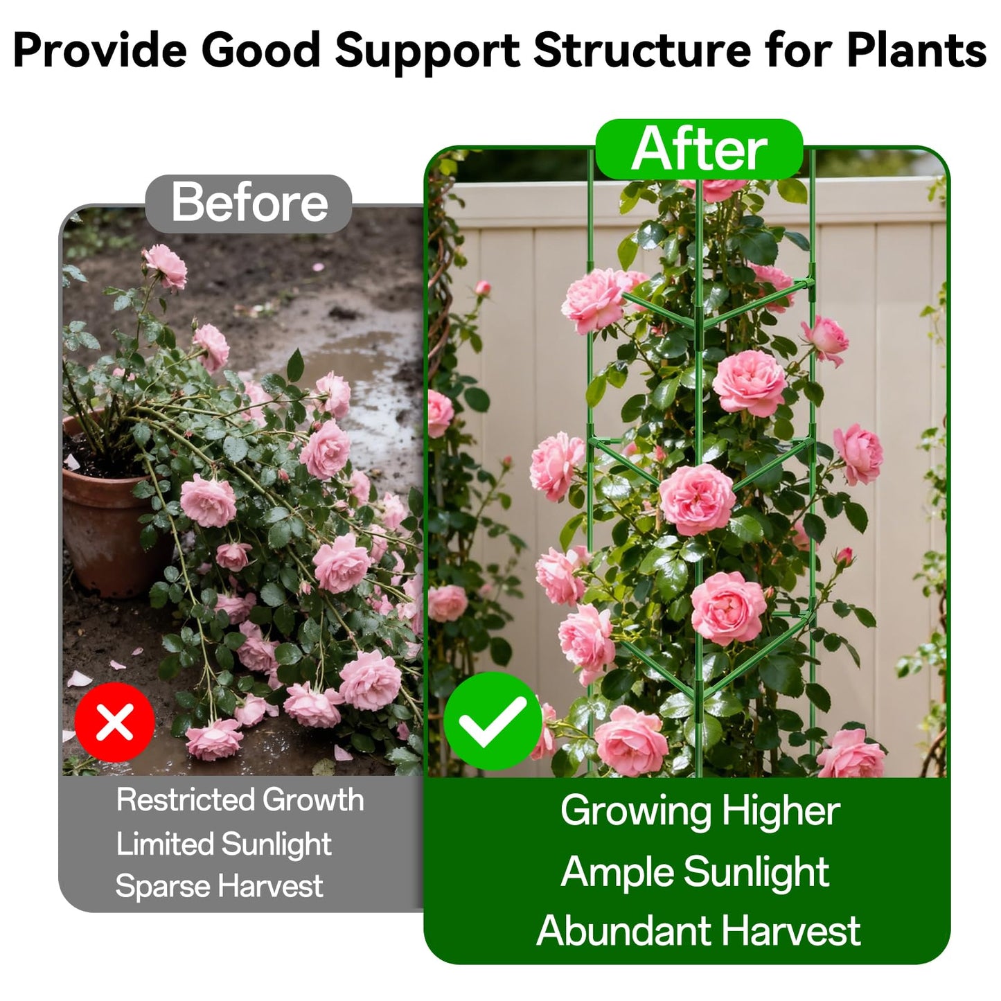 Halatool 72 Inch Tall Tomato Cages Heavy Duty, 4 Pack Metal Adjustable Plant Support Stakes for Pots, Large Trellis for Garden Climbing Vegetables Cucumbers Flowers Fruits