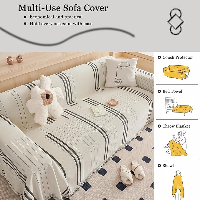DREAMINGO Couch Cover Reversible Chenille Loveseat Sofa Covers