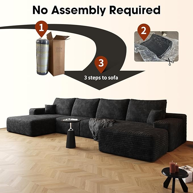 136" Sectional Couches for Living Room Cloud Couch Sofa