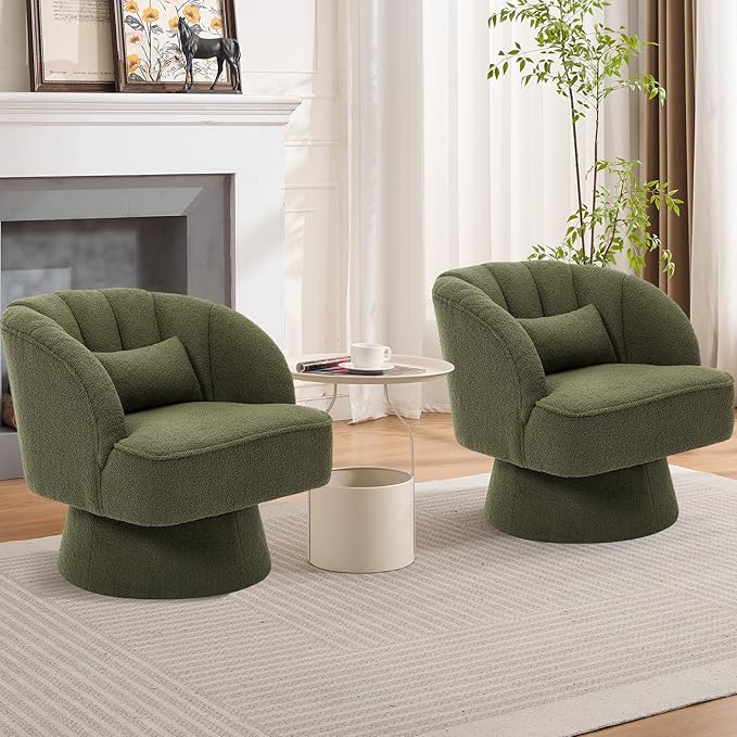 Garvee Ultra-Plush Swivel Accent Chair, 360° Barrel Lounge Chair
