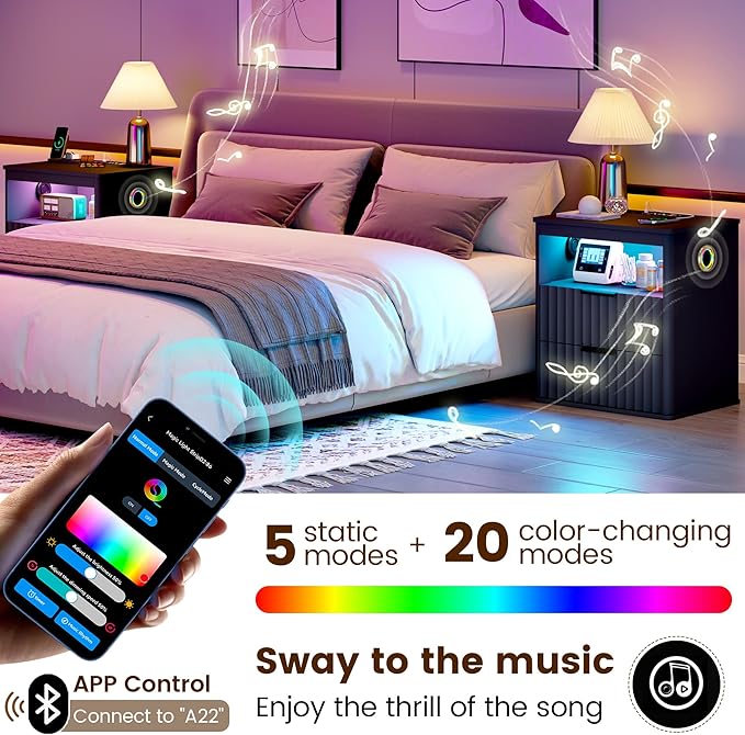 WOOVIVS Modern Nightstand Set of 2