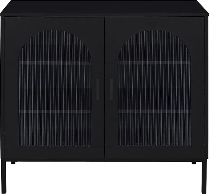 Coaster Home Furnishings Jess 2-Door Arched Fluted Glass Accent Cabinet Black