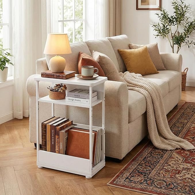 Narrow Side Table, 3-Tier Slim End Table