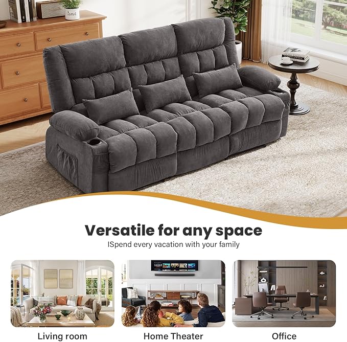 BOSMILLER Reclining Sofa with Cup Holders